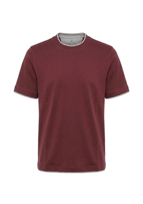 Brunello Cucinelli contrast-trim T-shirt - Red