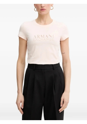 Armani Exchange logo-embroidered T-shirt - Pink