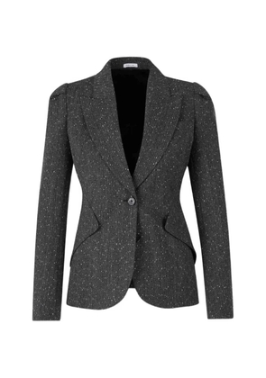 Alexander McQueen speckled-knit single-breasted blazer jacket - Grey
