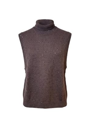 Brunello Cucinelli sequin-embellished roll-neck sweater - Brown
