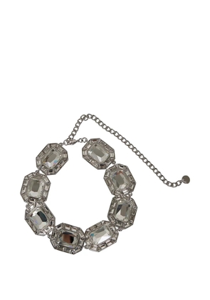 Self-Portrait crystal-embellished necklace - White