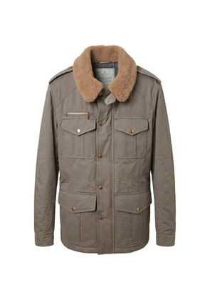 Brunello Cucinelli shearling-collar multi-pocket jacket - Grey