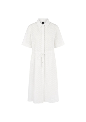 MARCCAIN chevron-pattern drawstring midi dress - White