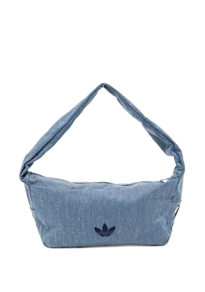 adidas small logo-print washed shoulder bag - Blue
