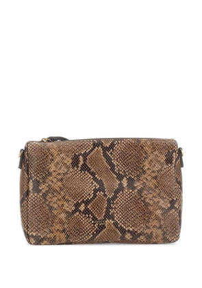 GIANNI CHIARINI Nora snake-print leather clutch bag - Brown