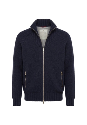 Brunello Cucinelli chunky-knit zip-up cardigan - Blue