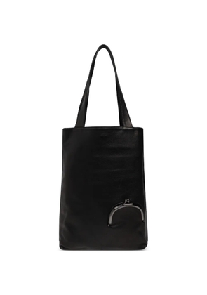 Discord Yohji Yamamoto large kiss-lock leather tote bag - Black
