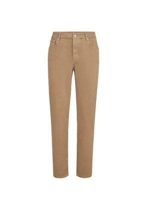 Brunello Cucinelli garment-dyed comfort lightweight denim traditional fit five-pocket trousers - Neutrals