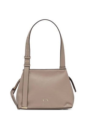 Armani Exchange logo-plaque adjustable-strap shoulder bag - Neutrals