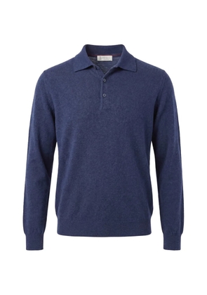 Brunello Cucinelli long-sleeve cashmere polo-collar sweater - Blue
