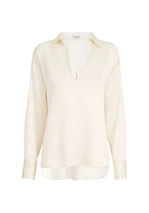 Brunello Cucinelli silk satin blouse - Neutrals