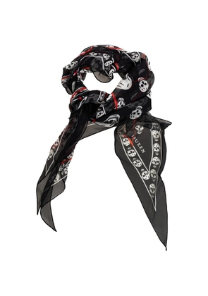 Alexander McQueen skull-print asymmetrical scarf - Black