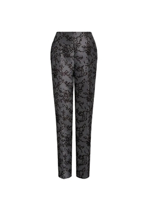 Alberta Ferretti floral-print pressed-crease trousers - Grey