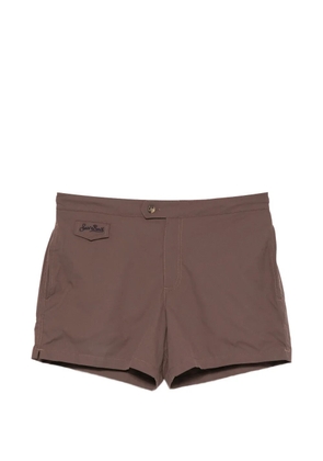 MC2 Saint Barth Harrys logo-patch swim shorts - Brown