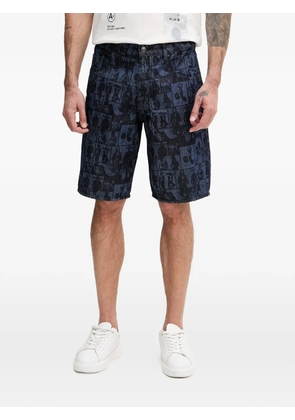Armani Exchange graphic-print denim shorts - Blue