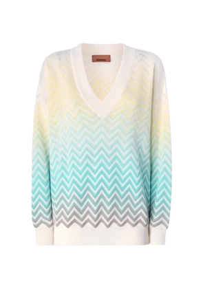 Missoni ombré-chevron V-neck sweater - White