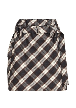 Brunello Cucinelli virgin wool Prince of Wales flannel utility mini skirt - Grey