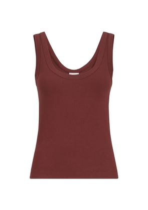 Brunello Cucinelli stretch-cotton ribbed jersey top with monili - Red