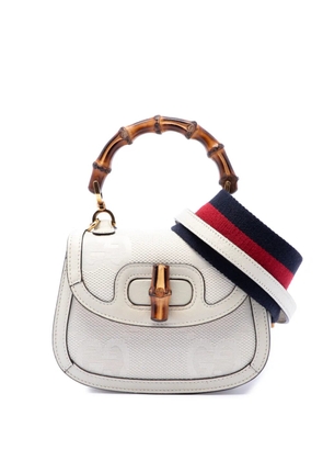 Gucci Pre-Owned 2016-2026 Mini Jumbo GG Canvas 1947 Web Bamboo Top Handle Bag satchel - Neutrals