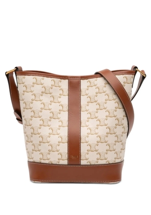Celine Pre-Owned 2023 Small Triomphe Coated Canvas bucket bag - Neutrals
