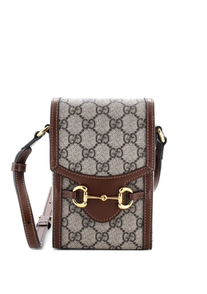 Gucci Pre-Owned Horsebit 1955 GG Coated Canvas with Leather Mini crossbody bag - Brown
