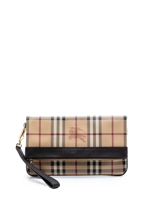 Burberry Pre-Owned 2000-2017 Haymarket Check Coated Canvas Adeline Fold over clutch bag - Neutrals