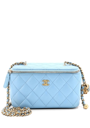 CHANEL Pre-Owned Pearl Crush Vanity Case with Chain Quilted Lambskin Small clutch bag - Blue