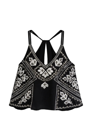 PAHIESA FORMENTERA bead-embellished embroidered top - Black