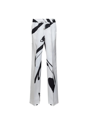 Kiton graphic-print silk trousers - White