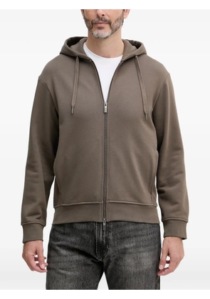 Armani Exchange logo-embroidered zip-up hoodie - Brown