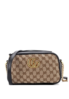 Gucci Pre-Owned GG Marmont Shoulder Bag Diagonal Quilted GG Canvas with Leather Small crossbody bag - Black
