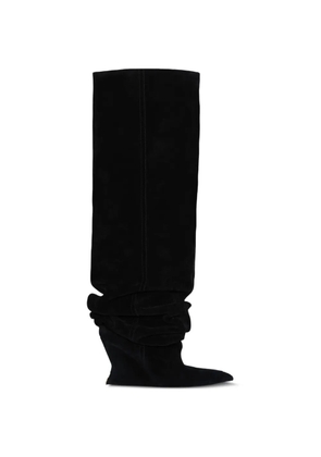 Balmain suede leather wedge thigh-high boots - Black