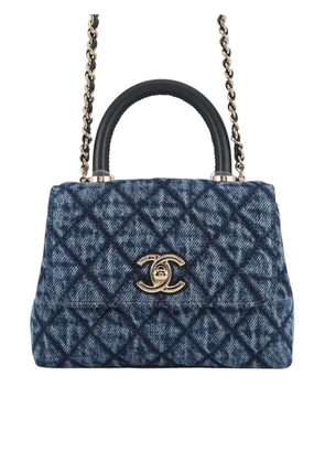 CHANEL Pre-Owned 2021-2025 Extra Mini Quilted Washed Denim Coco Top Handle Bag satchel - Blue