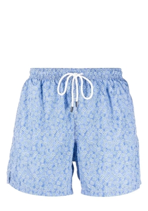 Fedeli Madeira graphic-print swim shorts - Blue