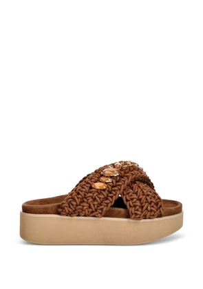 Inuikii Woven Stones crystal-embellished platform sandals - Brown