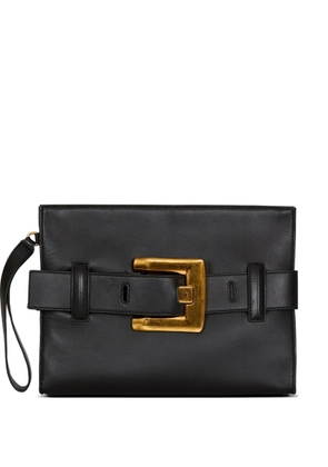 Balmain Anthem smooth-leather clutch - Black