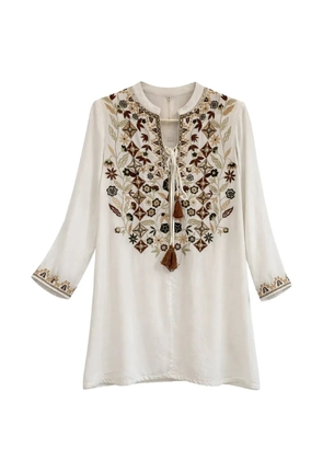 PAHIESA FORMENTERA embroidered lace-up tunic - White