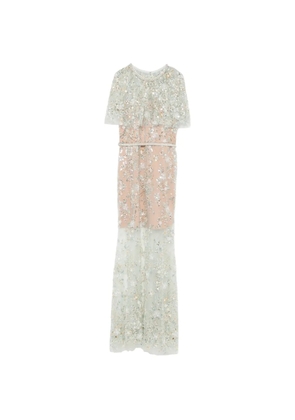 Self-Portrait sequin-embellished cape-sleeve maxi dress - Green