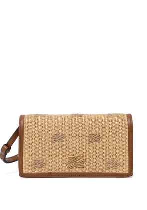 Karl Lagerfeld K/Autograh logo-embroidered woven cross body bag - Neutrals