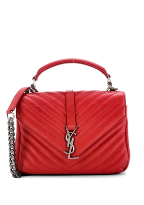 Saint Laurent Pre-Owned Classic Monogram College Bag Matelasse Chevron Leather Medium crossbody bag - Red