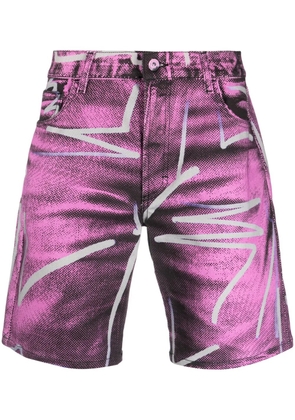 Moschino Shadows & squiggles denim shorts - Purple