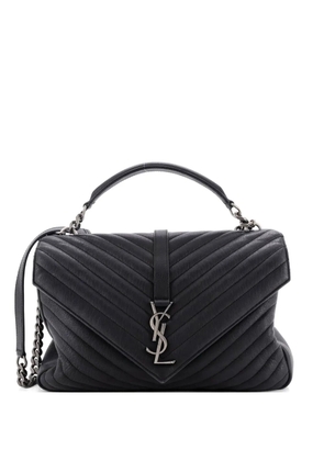 Saint Laurent Pre-Owned Classic Monogram College Bag Matelasse Chevron Leather Large shoulder bag - Black