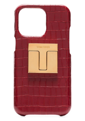 TOM FORD crocodile-effect iPhone 12 case - Red