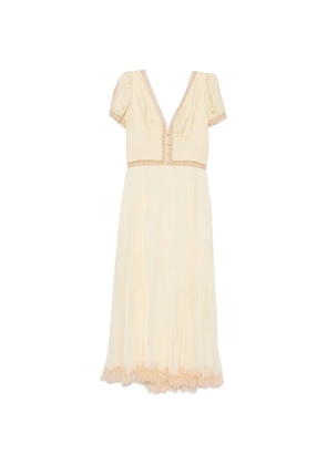 Self-Portrait lace-trim midi dress - Yellow