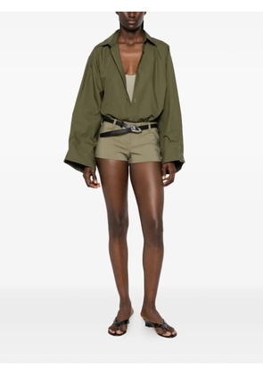 The Frankie Shop logo-embroidered oversized shirt - Green