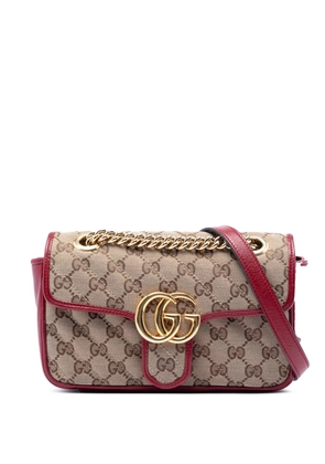 Gucci Pre-Owned 2016-2026 Small GG Marmont Matelasse Diagonal GG Canvas and Leather shoulder bag - Neutrals