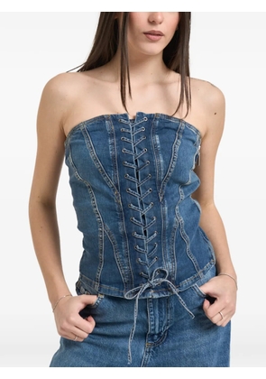 LIU JO lace-up strapless bustier top - Blue
