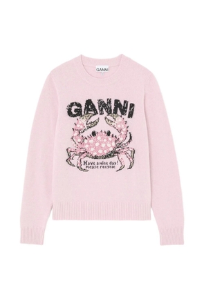 GANNI crab-intarsia sweater - Pink