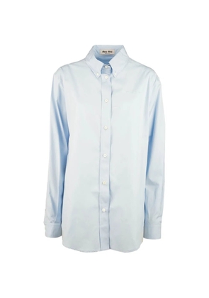 Miu Miu logo-embroidered button-down shirt - Blue