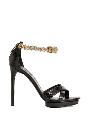 Roberto Cavalli Sandals with jewel panther head - Black